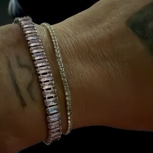 Pink Moissanite silver bracelet with GRA